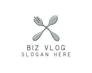 Spoon Fork Food Utensil logo design