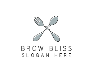 Spoon Fork Food Utensil logo design