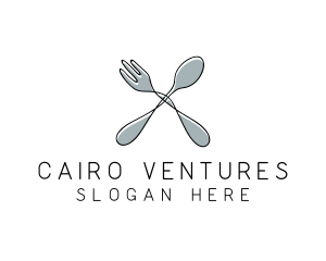 Spoon Fork Food Utensil logo design