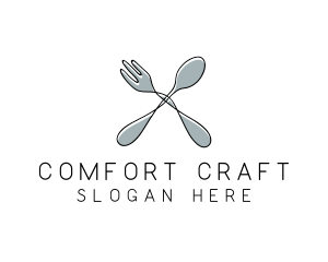 Spoon Fork Food Utensil logo design