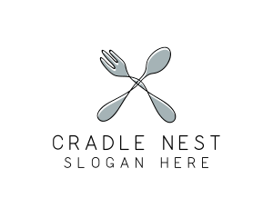 Spoon Fork Food Utensil logo design