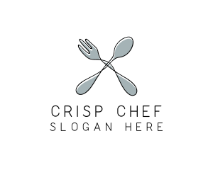 Spoon Fork Food Utensil logo design