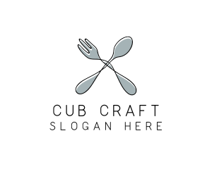 Spoon Fork Food Utensil logo design