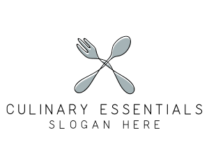 Spoon Fork Food Utensil logo design