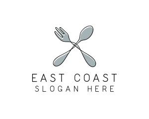 Spoon Fork Food Utensil logo design