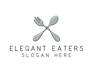 Spoon Fork Food Utensil logo design