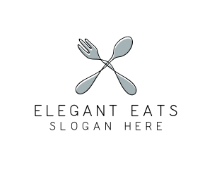 Spoon Fork Food Utensil logo design