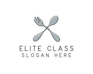 Spoon Fork Food Utensil logo design