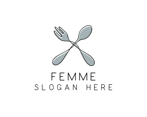 Spoon Fork Food Utensil logo design