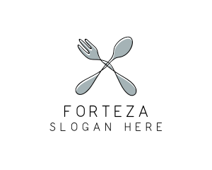 Spoon Fork Food Utensil logo design