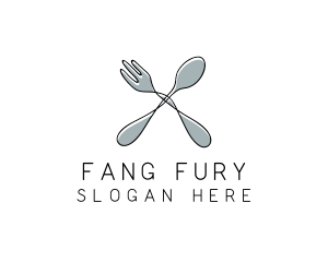 Spoon Fork Food Utensil logo design