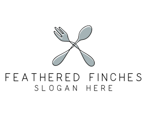 Spoon Fork Food Utensil logo design