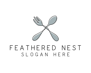 Spoon Fork Food Utensil logo design