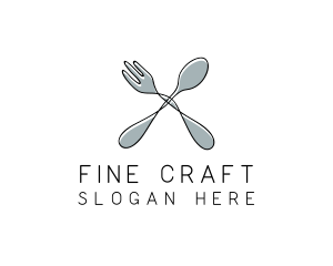 Spoon Fork Food Utensil logo design