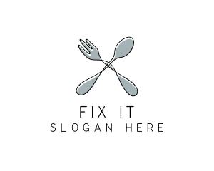 Spoon Fork Food Utensil logo design