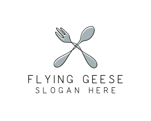 Spoon Fork Food Utensil logo design