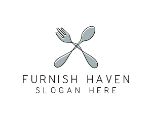 Spoon Fork Food Utensil logo design