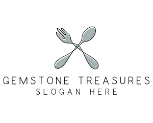 Spoon Fork Food Utensil logo design