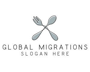 Spoon Fork Food Utensil logo design