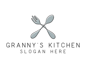 Spoon Fork Food Utensil logo design