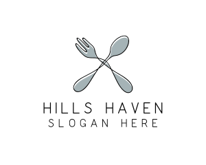 Spoon Fork Food Utensil logo design