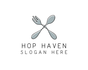 Spoon Fork Food Utensil logo design