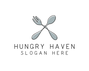 Spoon Fork Food Utensil logo design