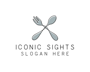 Spoon Fork Food Utensil logo design