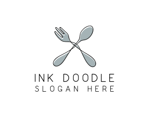 Spoon Fork Food Utensil logo design