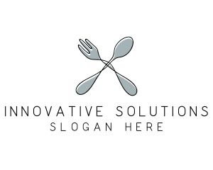 Spoon Fork Food Utensil logo design