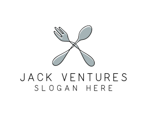 Spoon Fork Food Utensil logo design