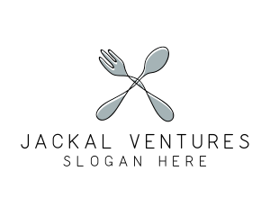 Spoon Fork Food Utensil logo design