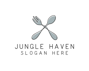 Spoon Fork Food Utensil logo design