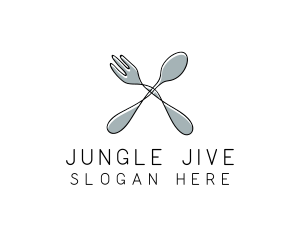 Spoon Fork Food Utensil logo design