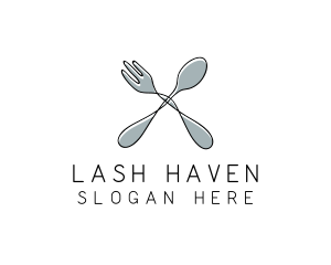 Spoon Fork Food Utensil logo design