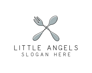 Spoon Fork Food Utensil logo design