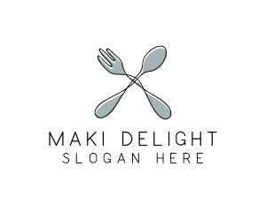 Spoon Fork Food Utensil logo design