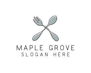 Spoon Fork Food Utensil logo design