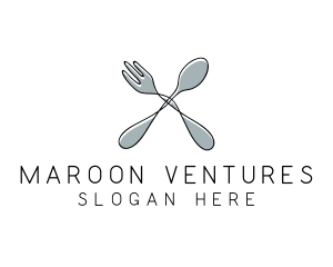 Spoon Fork Food Utensil logo design