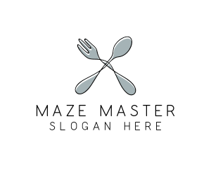 Spoon Fork Food Utensil logo design