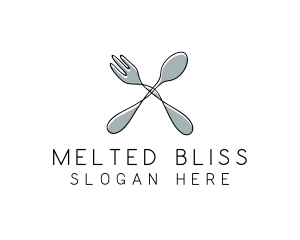 Spoon Fork Food Utensil logo design