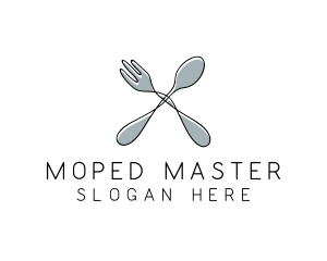 Spoon Fork Food Utensil logo design