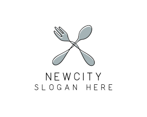 Spoon Fork Food Utensil logo design