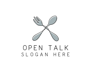 Spoon Fork Food Utensil logo design