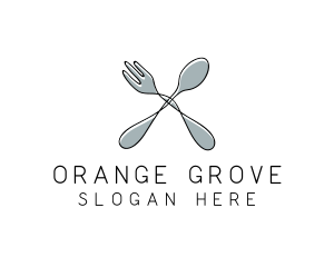 Spoon Fork Food Utensil logo design