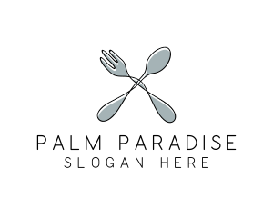 Spoon Fork Food Utensil logo design