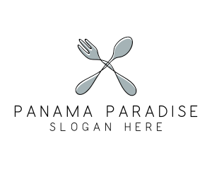 Spoon Fork Food Utensil logo design