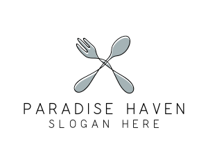 Spoon Fork Food Utensil logo design