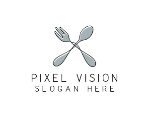 Spoon Fork Food Utensil logo design