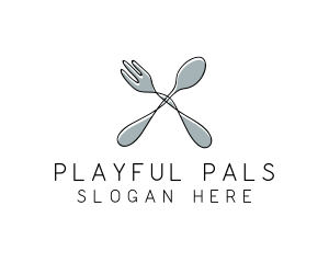 Spoon Fork Food Utensil logo design